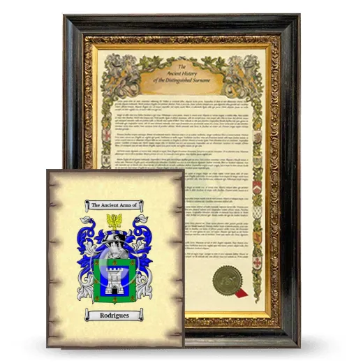 Rodrigues Framed History and Coat of Arms Print - Heirloom