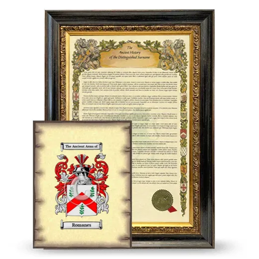 Romanes Framed History and Coat of Arms Print - Heirloom