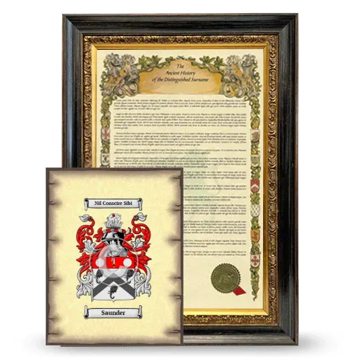 Saunder Framed History and Coat of Arms Print - Heirloom