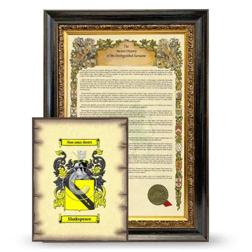 Shakspeare Framed History and Coat of Arms Print - Heirloom