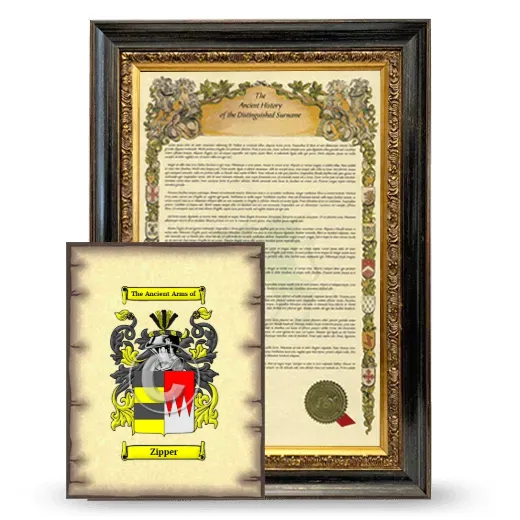Zipper Framed History and Coat of Arms Print - Heirloom