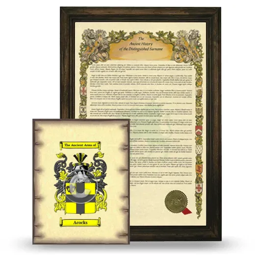 Acocks Framed History and Coat of Arms Print - Brown