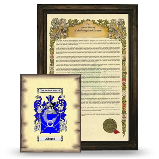 Alberto Framed History and Coat of Arms Print - Brown