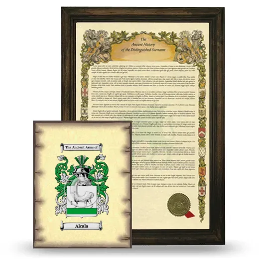Alcala Framed History and Coat of Arms Print - Brown