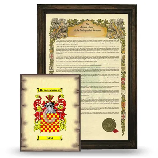 Baba Framed History and Coat of Arms Print - Brown