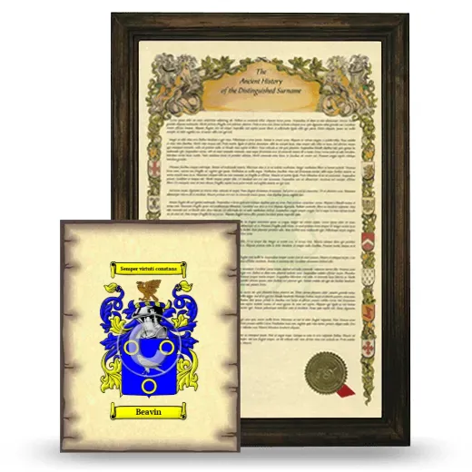 Beavin Framed History and Coat of Arms Print - Brown