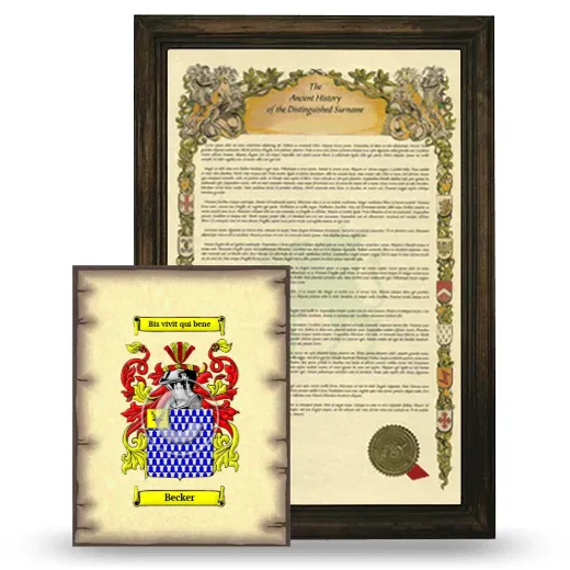 Becker Framed History and Coat of Arms Print - Brown