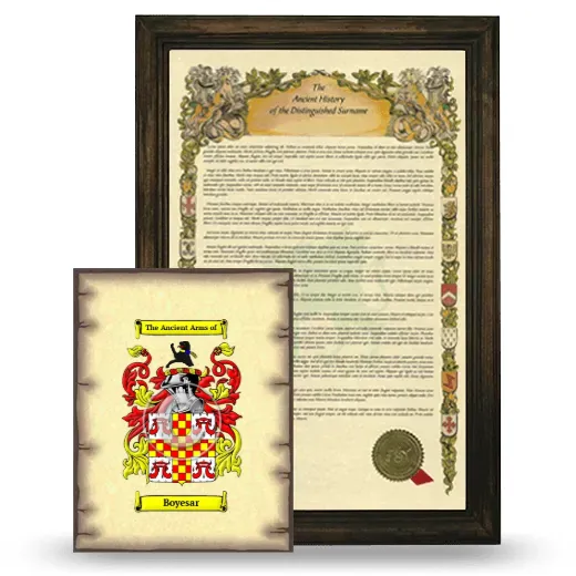 Boyesar Framed History and Coat of Arms Print - Brown