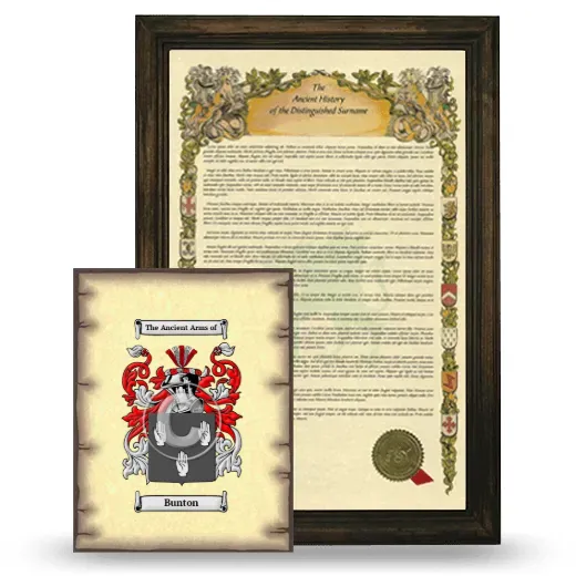 Bunton Framed History and Coat of Arms Print - Brown