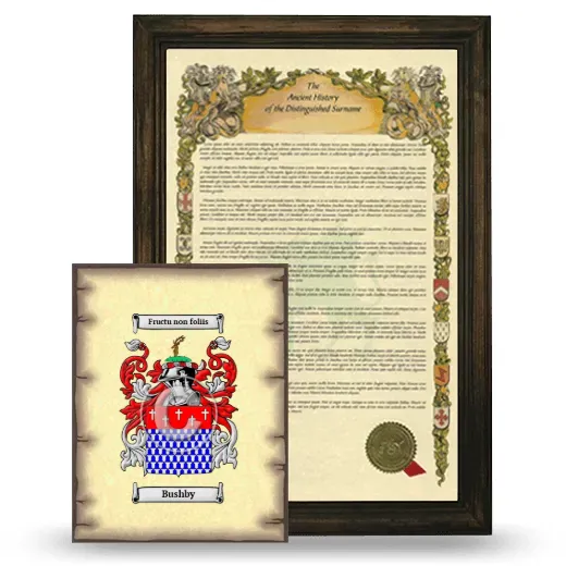 Bushby Framed History and Coat of Arms Print - Brown