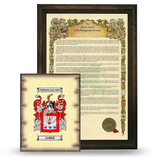 Caddell Framed History and Coat of Arms Print - Brown