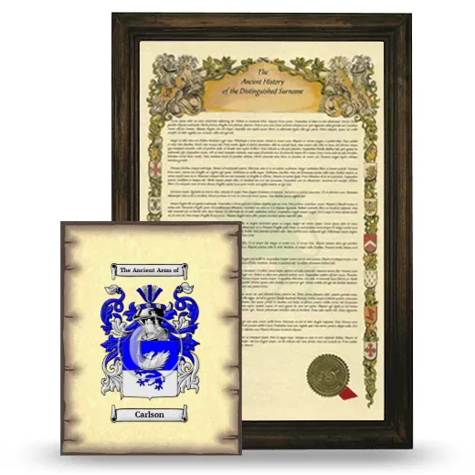 Carlson Framed History and Coat of Arms Print - Brown