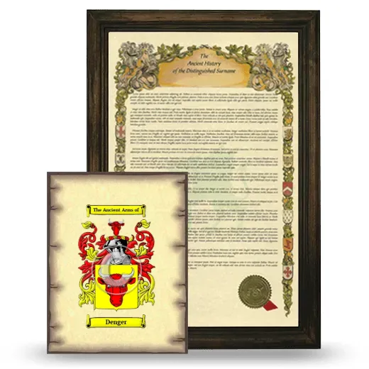 Denger Framed History and Coat of Arms Print - Brown