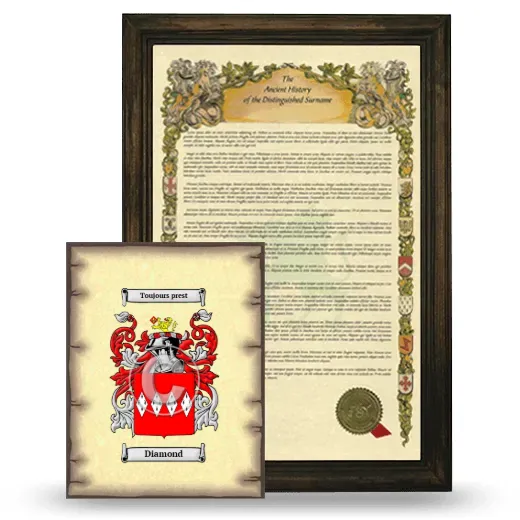 Diamond Framed History and Coat of Arms Print - Brown