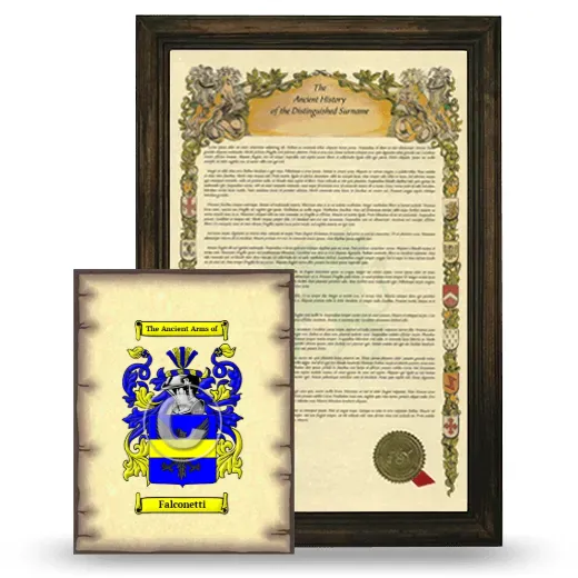 Falconetti Framed History and Coat of Arms Print - Brown