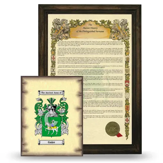 Guire Framed History and Coat of Arms Print - Brown