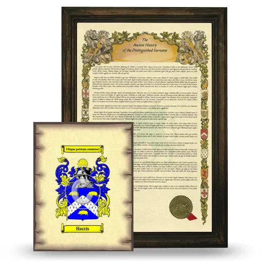 Harris Framed History and Coat of Arms Print - Brown