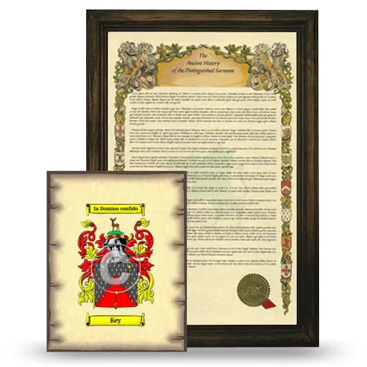 Key Framed History and Coat of Arms Print - Brown
