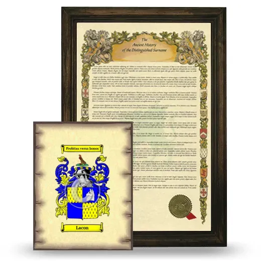 Lacon Framed History and Coat of Arms Print - Brown