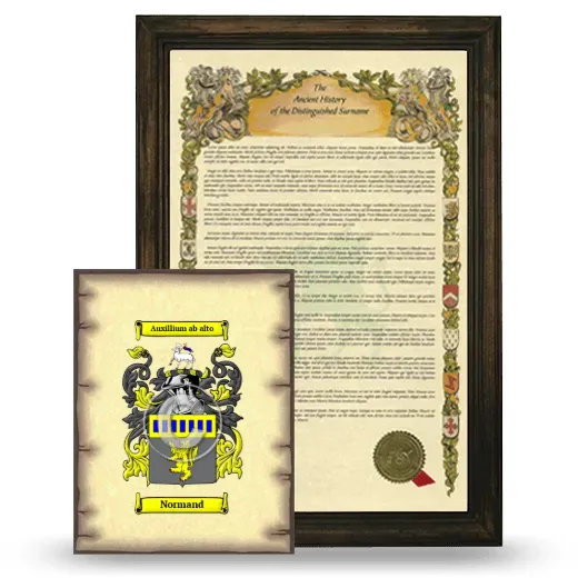 Normand Framed History and Coat of Arms Print - Brown