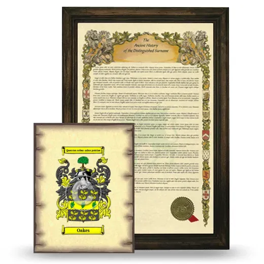 Oakes Framed History and Coat of Arms Print - Brown