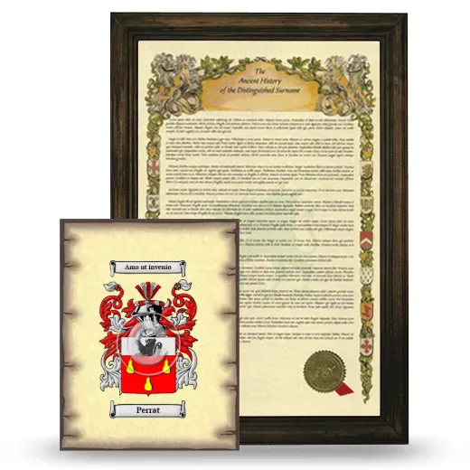 Perrat Framed History and Coat of Arms Print - Brown