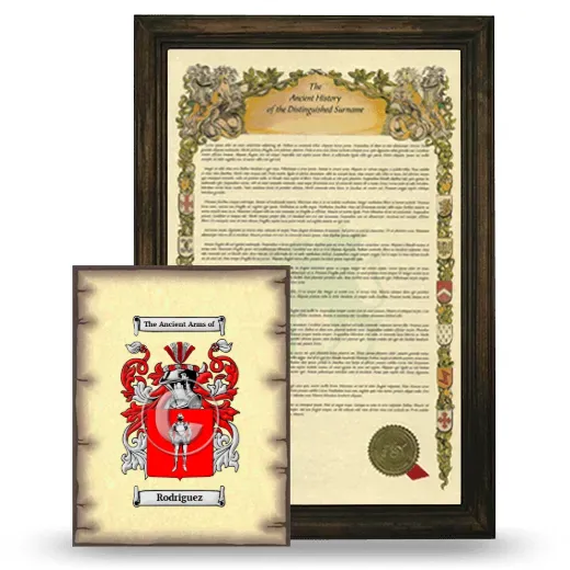 Rodriguez Framed History and Coat of Arms Print - Brown