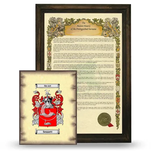 Sennett Framed History and Coat of Arms Print - Brown