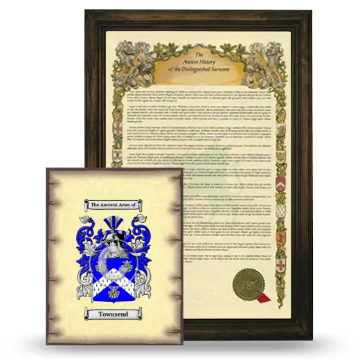 Townsend Framed History and Coat of Arms Print - Brown
