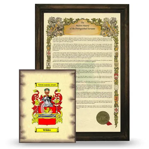 Wilder Framed History and Coat of Arms Print - Brown