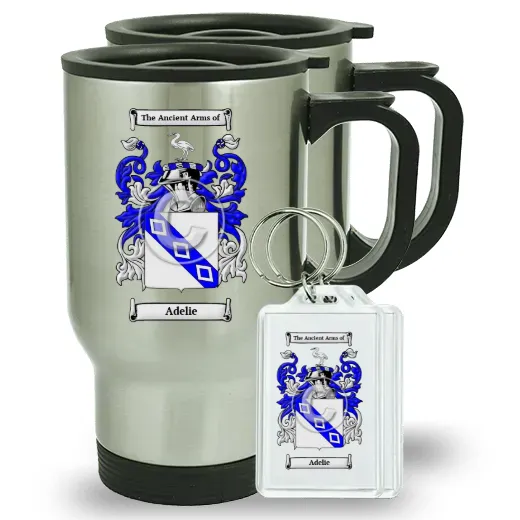 Adelie Pair of Travel Mugs and pair of Keychains