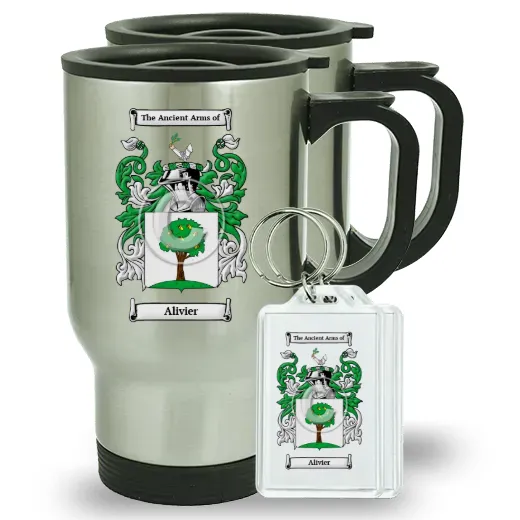 Alivier Pair of Travel Mugs and pair of Keychains