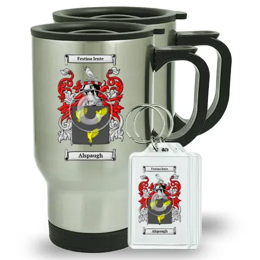 Alspaugh Pair of Travel Mugs and pair of Keychains