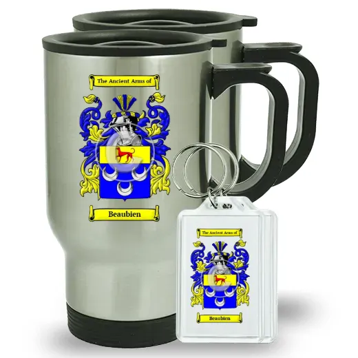 Beaubien Pair of Travel Mugs and pair of Keychains