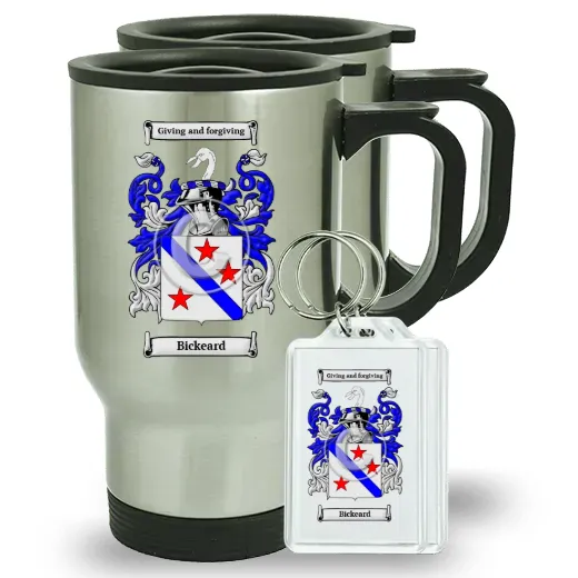 Bickeard Pair of Travel Mugs and pair of Keychains