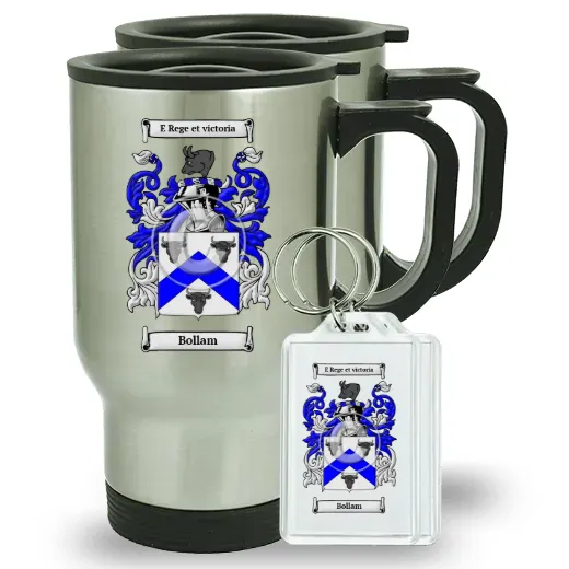 Bollam Pair of Travel Mugs and pair of Keychains