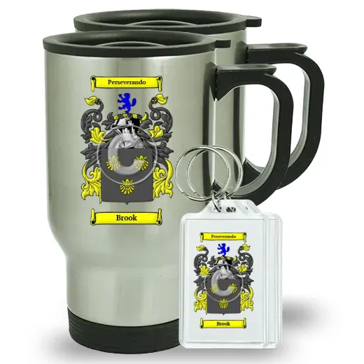Brook Pair of Travel Mugs and pair of Keychains