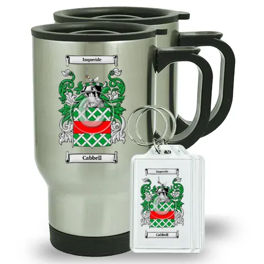 Cabbell Pair of Travel Mugs and pair of Keychains