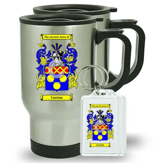 Carrion Pair of Travel Mugs and pair of Keychains