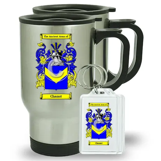Chanut Pair of Travel Mugs and pair of Keychains