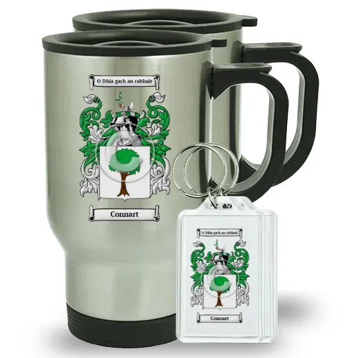 Connart Pair of Travel Mugs and pair of Keychains