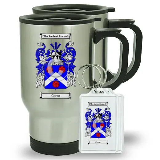 Corso Pair of Travel Mugs and pair of Keychains