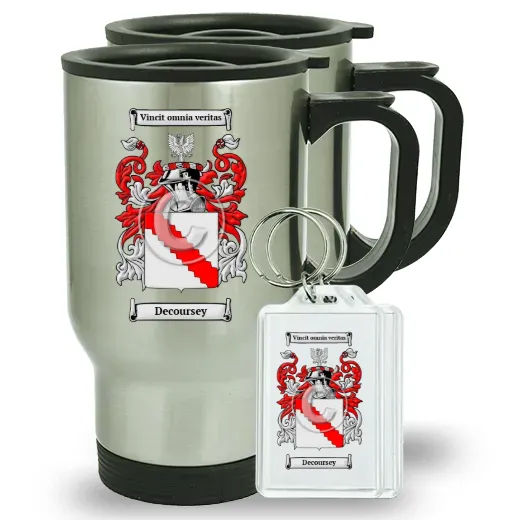 Decoursey Pair of Travel Mugs and pair of Keychains