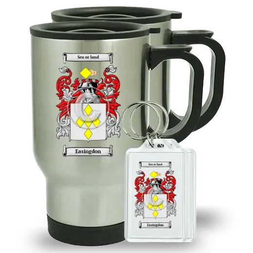 Easingdon Pair of Travel Mugs and pair of Keychains