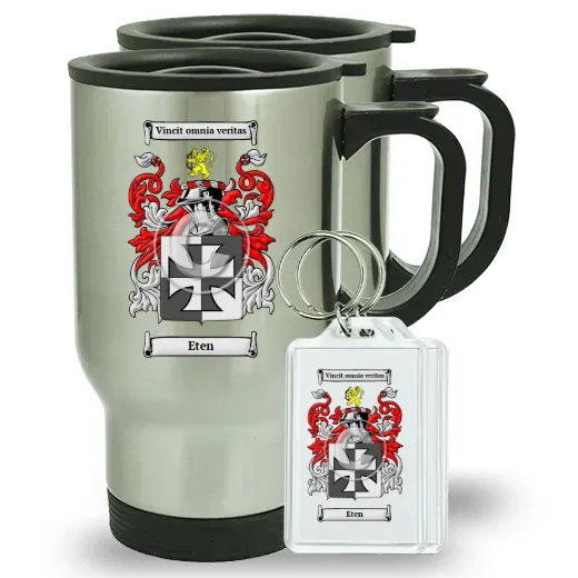 Eten Pair of Travel Mugs and pair of Keychains