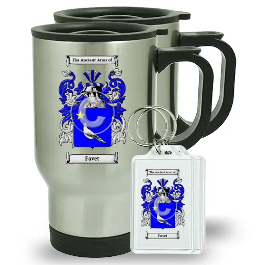 Favet Pair of Travel Mugs and pair of Keychains