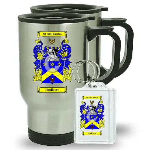 Findlater Pair of Travel Mugs and pair of Keychains