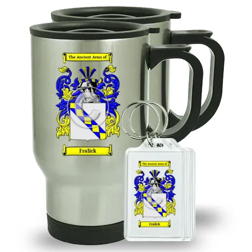 Fralick Pair of Travel Mugs and pair of Keychains