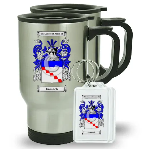 Gamach Pair of Travel Mugs and pair of Keychains