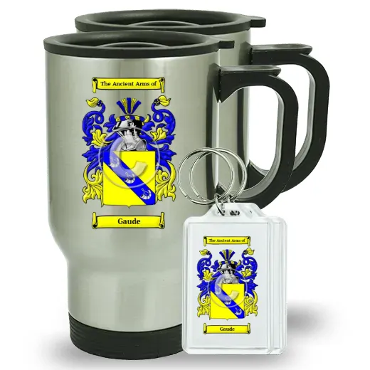 Gaude Pair of Travel Mugs and pair of Keychains